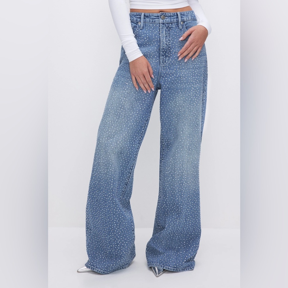 High Waisted Jeans with Rhinestones